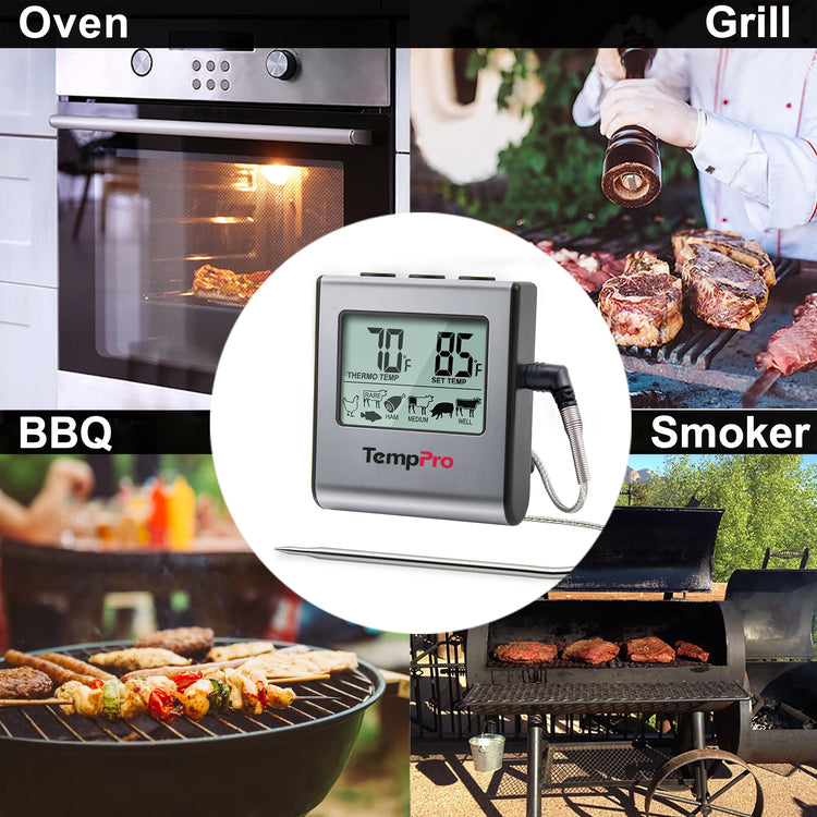 TempTrack Large LCD Digital Meat Thermometer for Cooking