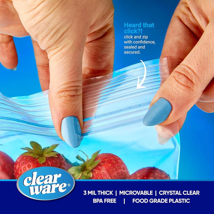Quart Freezer Bags - Double Zipper Seal -300 Count, (4 Packs of 75) Resealable Plastic Freezer Containers - Reusable Pouches for Food Storage, Meat, Fresh Vegetables, Fruit - Microwave-Safe, BPA Free