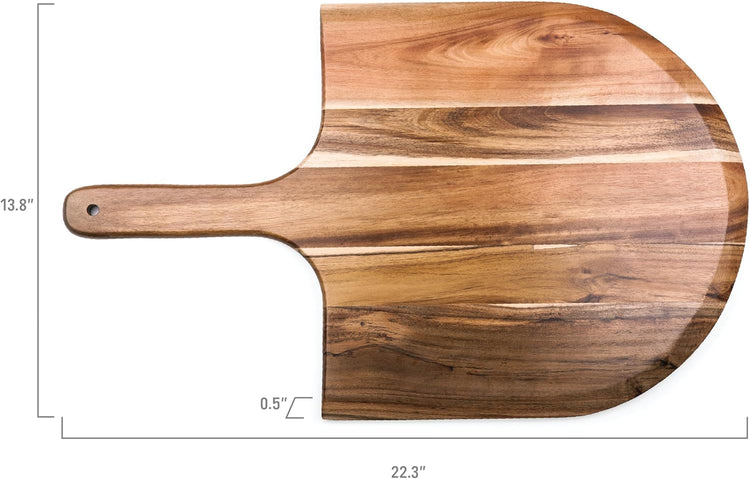 TOSCANA - a Picnic Time brand Acacia Wood Pizza Peel, Serving Pizza Paddle, Bread Peel, 22.75 x 14 in (Acacia Wood)