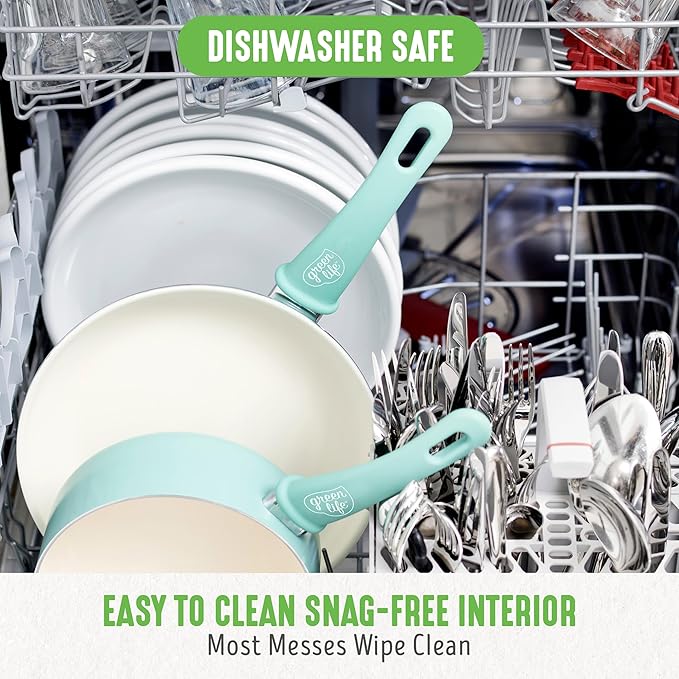 GreenLife Soft Grip 23 Piece Kitchen Cookware Pots and Frying Saucepans Set, Healthy Ceramic Nonstick PFAS and PFOA-Free, Dishwasher and Oven Safe, Even Heating, Easy Clean, Warp Control, Turquoise