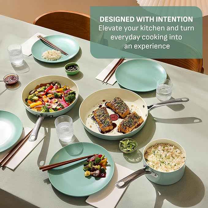 T-Fal Inspire Ceramic Frying Pans Nonstick 12 Inch Skillet, Oven Safe to 500°F, Cookware Stainless Steel Handle, Mint Green