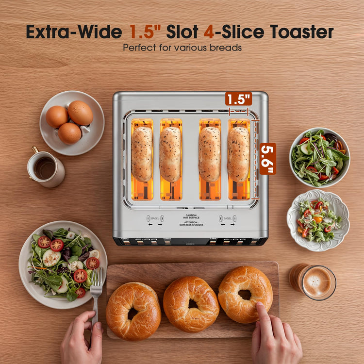 4 Slice Toaster with Dual Digital Smart TouchScreen & Independent Control Panel