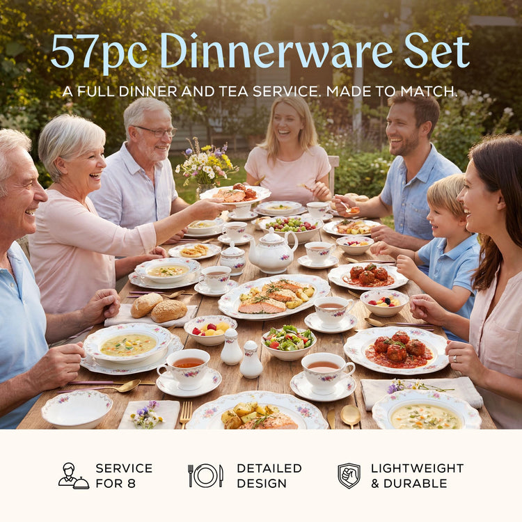 Romantic Bloom Bone China Dinnerware Set