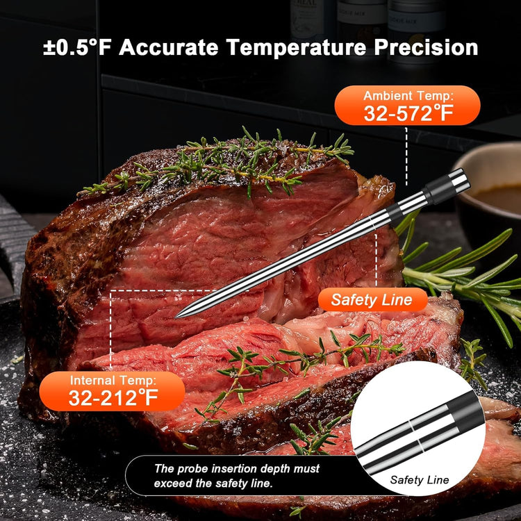 Wireless Meat Thermometer with Smart Timer & APP Alerts