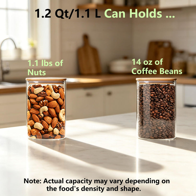 1.2Qt Square Glass Jars (4 Count)