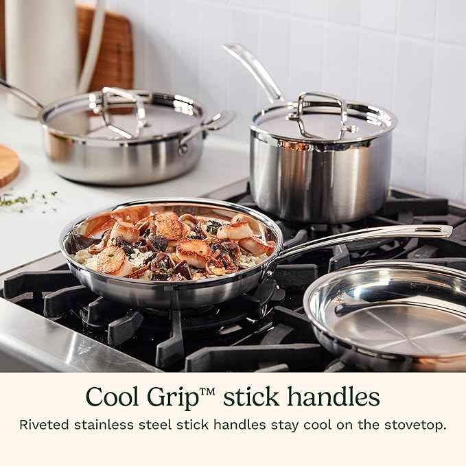 Cuisinart 15 Piece Cookware Set, MultiClad Pro Triple Ply, Silver, MCP-15N