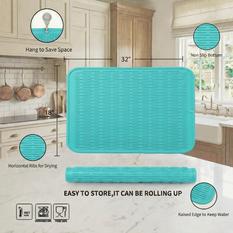 Silicone Dish Drying Mat for Multiple Usage