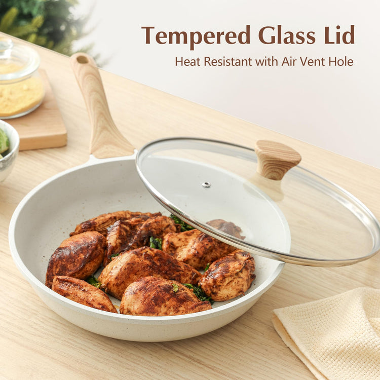 9.5Inch Nonstick Ceramic Frying Pan with Lid