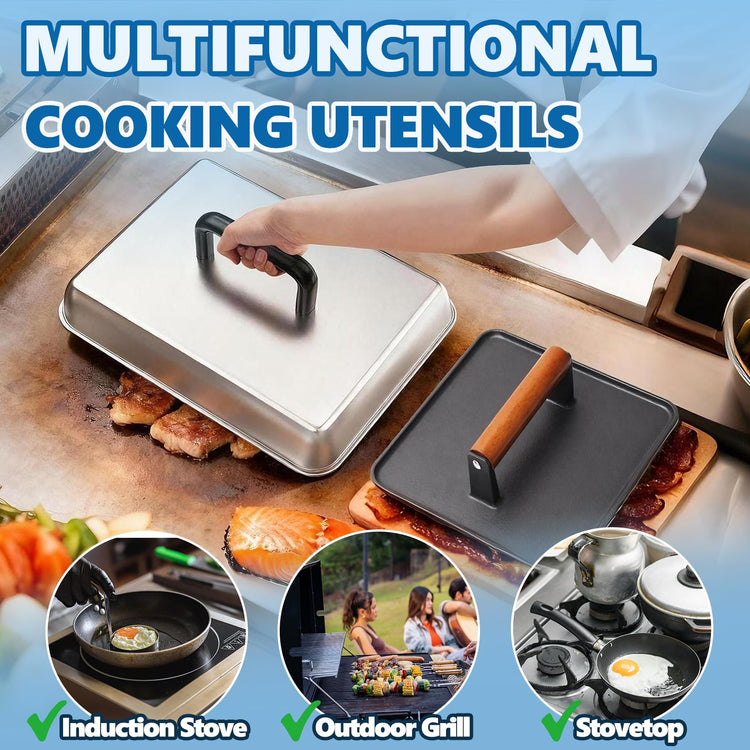 Griddle Basting Cover Dome & Square Burger Press for Blackstone Accessories
