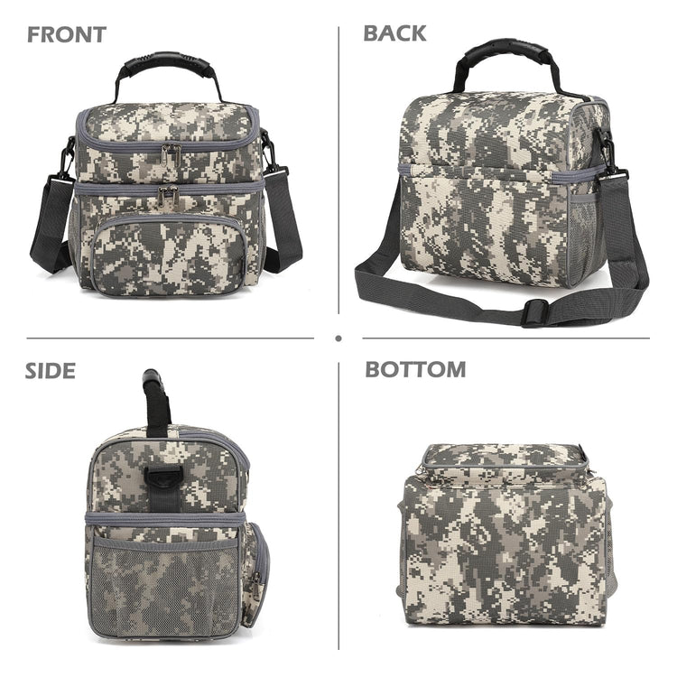 Double Layer Cooler Insulated Lunch Bag Adult Lunch Box Large Tote Bag for Men (2 Count)