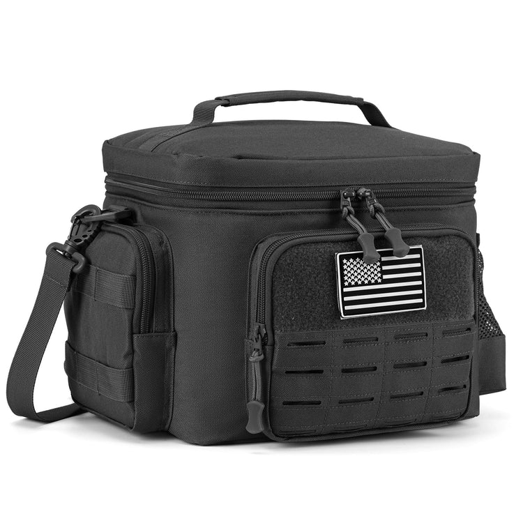 Tactical Lunch Bag for Mens Military Heavy Duty Lunch Box Work Leakproof Insulated Durable Thermal Cooler Bag for Adult Meal for Office Camping Picnic Pail MOLLE Webbing Black