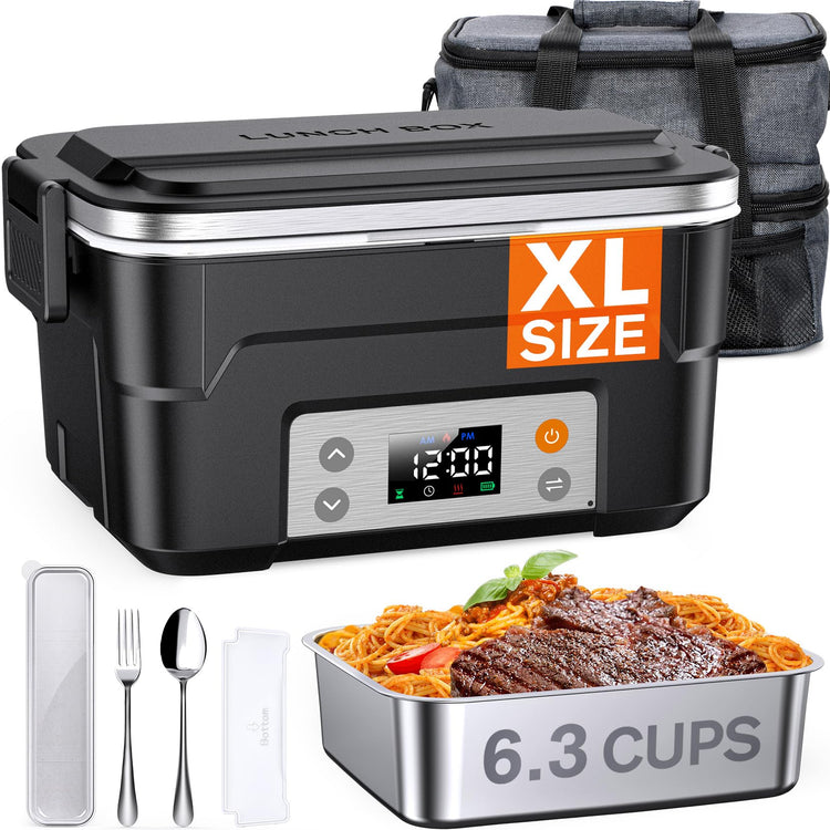 6.3 Cup Heated Lunch Box Cordless for Men with Scheduled Heating
