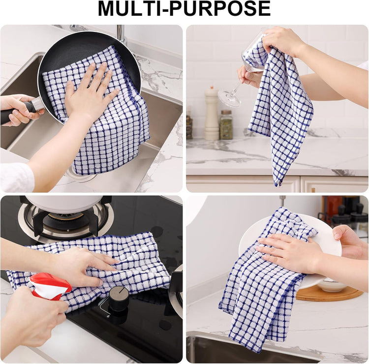 Kitinjoy Cotton 6 Pack Terry Kitchen Towels, 16 x 25 Inches Super Soft and Absorbent Dish Towels, Quick Drying Hand Towels for Kitchen Drying, Blue - Nestoria
