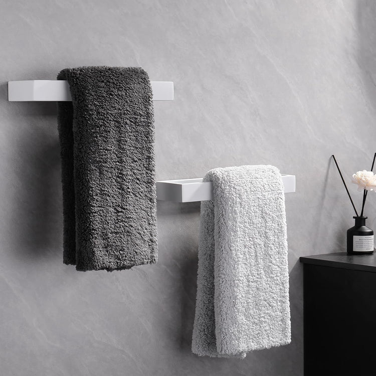 GERZWY Bath Towel Holder Stainless Steel Towel Hanger Wall Mount Towel Ring for Bathroom 2 Pack, White