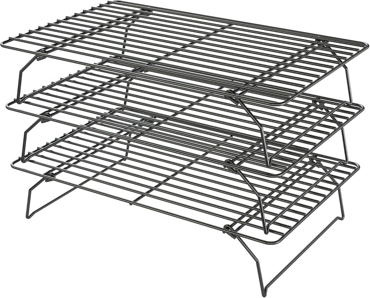 Cooling Racks for Cooking and Baking - 3 Tier Stackable Grid Wire Baking Rack for Oven Cooking, Baking, Grilling, Roasting -Dishwasher Safe Bacon Rack