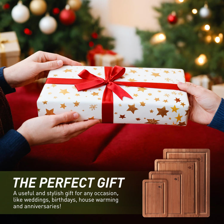 Bamboo Cutting Board Set Non Slip Feet Over Sink Father Day Dad Parents Papa Stepdad Pappy Poppy Pawpaw Who Want Nothing Everything Future Groom Bride Law Christmas Xmas (4 Count)