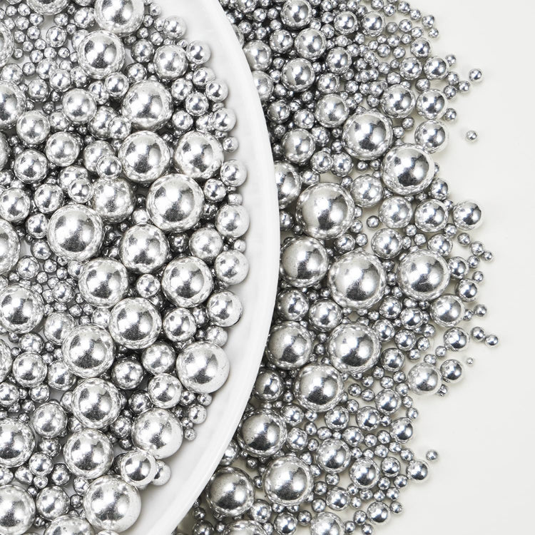 Silver Pearl Sugar Sprinkles for Cake Decorating, 150g/5.29oz Mix Size, Edible Candy Pearls, Cake Decorations, Cupcakes & Cake Toppers, Holiday, Wedding Party, Easter, Christmas Supplies