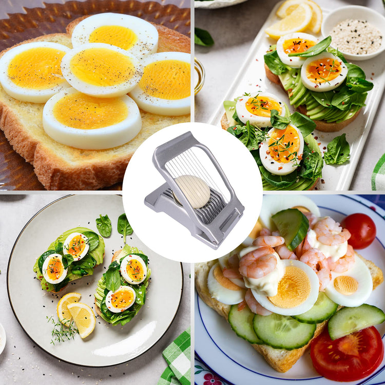 Egg Slicer for Hard Boiled Eggs Egg Cutter Strawberry Slicer Heavy Duty Aluminium Slicer Stainless Steel Wire Multipurpose Egg Slicer Dicer for Soft Fruit Mushroom