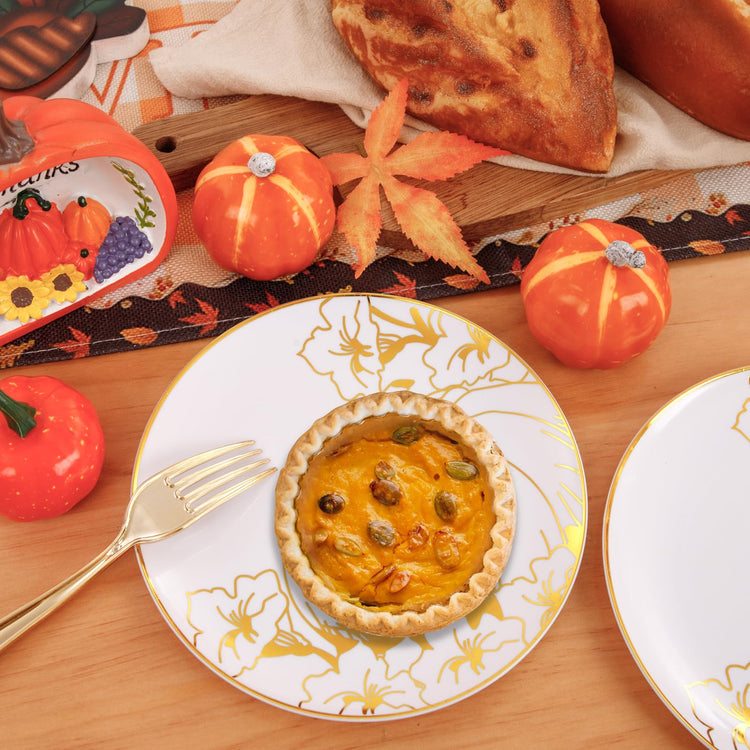 60PCS Thanksgiving Plates & Gold Pumpkin Plates (60 Count)