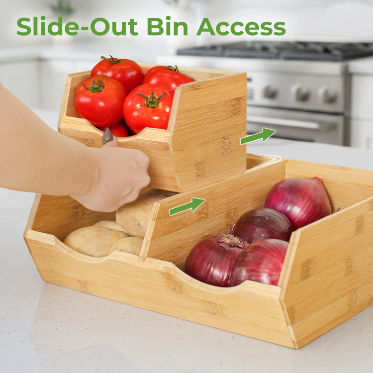 Bamboo Pantry Storage Bins (3 Count)