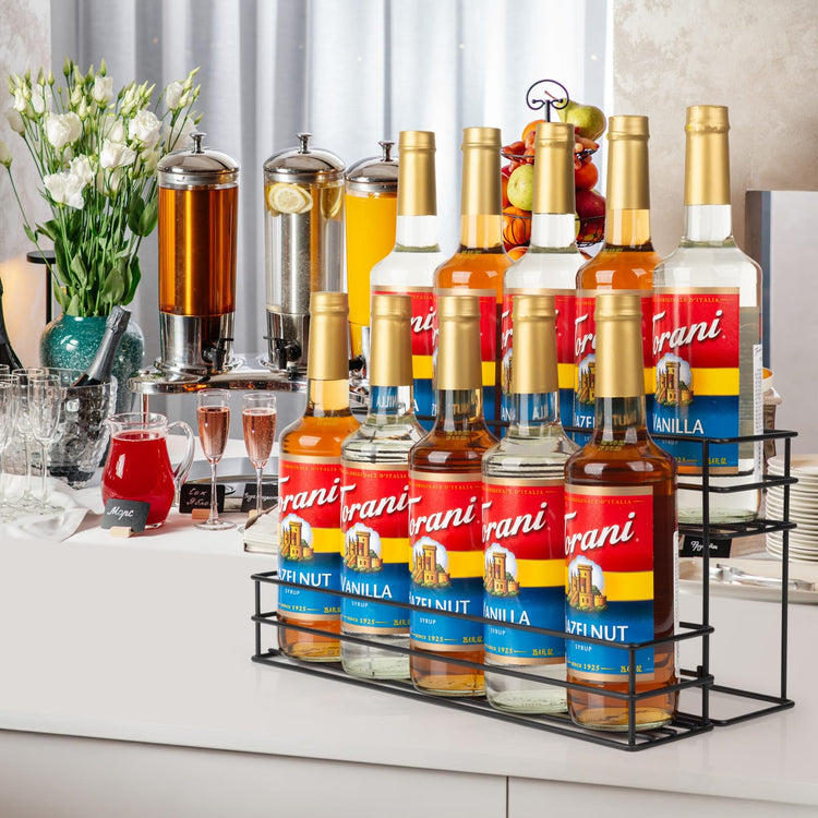 10 Bottle Capacity Coffee Syrup Organizer 2 Tier Coffee Syrup Stand Shelf for Coffee Bar Kitchen Small Wine Rack for Bar Family Storage for Syrup Wine Dressing (10 Count)