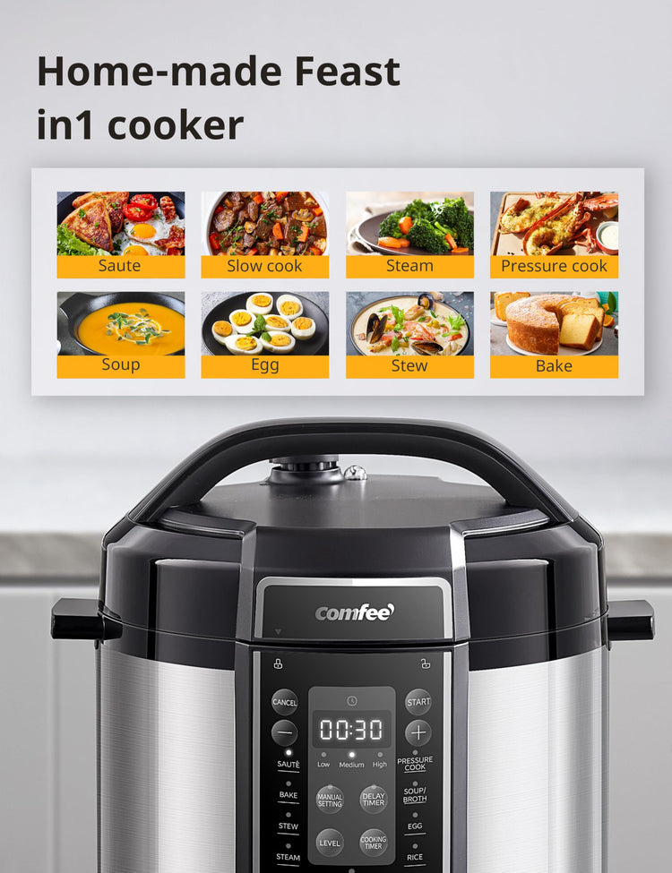 COMFEE’ Pressure Cooker 6 Quart with 13 Cooking Functions
