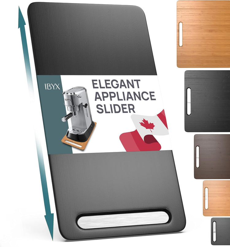 Ibyx Elegant Sliding Tray for Your Coffee Maker & Heavy Kitchen Appliances - Sturdy, Slides Easily from Under The Cabinet (Black, 7.5βW x 14.5βD)