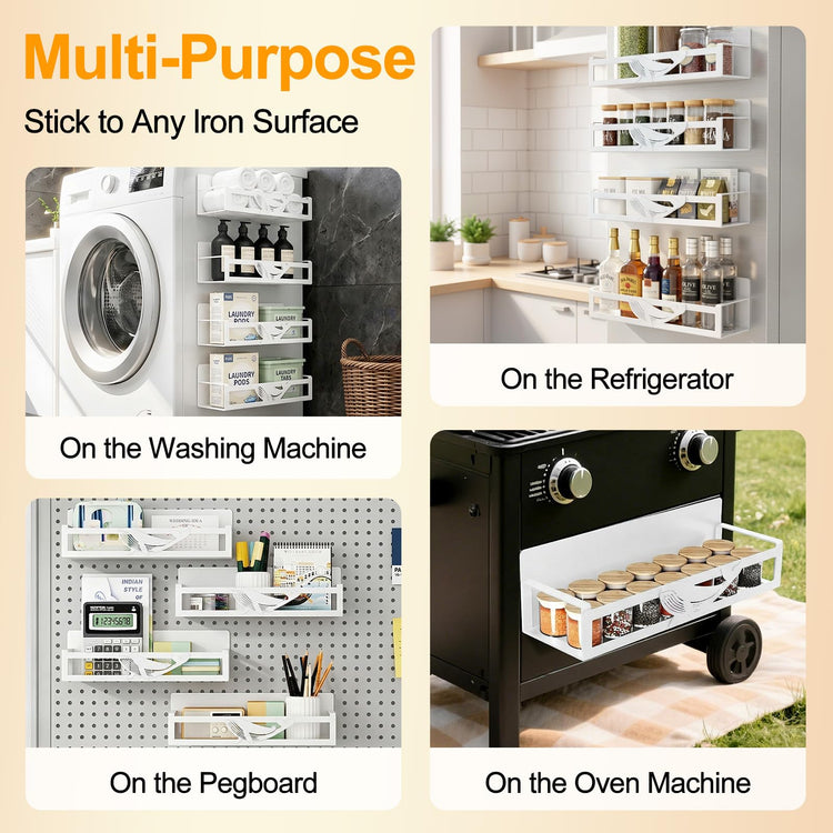 Magnetic Spice Rack for Refrigerator (4 Count)