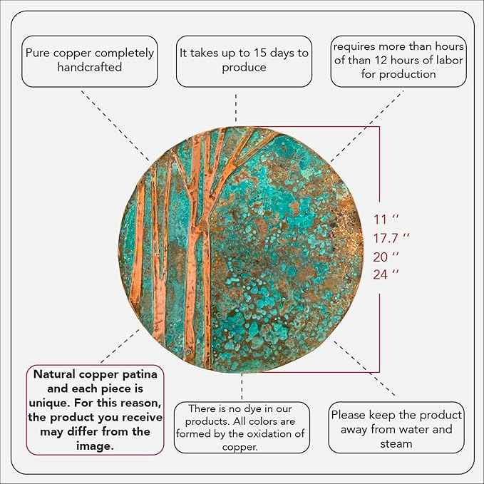 nooc art Handmade Copper Wall Art for Home, Living Room, Bedroom, Kitchen and Office Decor, Rustic Decorative Mural Art for Farmhouse Decor (Tree of Life, 17.7, Unframed)