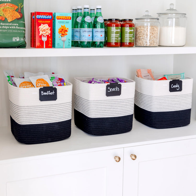 Storage Cubes 11 Inch Cotton Rope Woven Baskets for Organizing (3 Count)