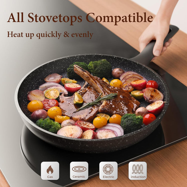 Non Stick Frying Pans,Healthy Stone Cookware,Deep Frying Pan Skillet,Omelette Pan,Nonstick Cooking Egg Pans,PFOA-free Non Toxic Frying Pan (11 Inch)