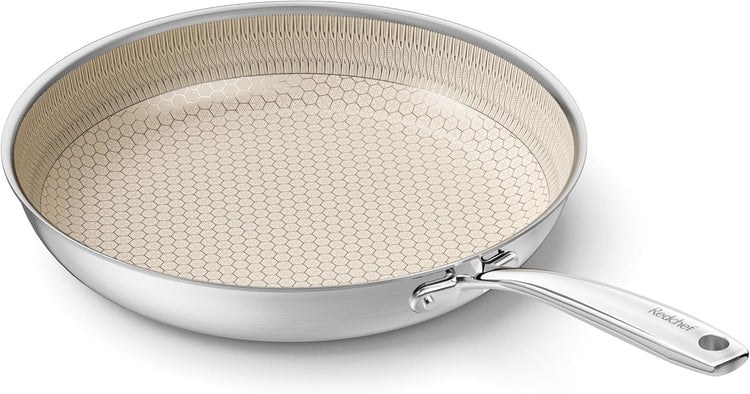 Redchef Hybrid Ceramic Nonstick 11-Inch Frying Pan with Stay-Cool Handle, Dishwasher & Oven Safe, Induction Compatible, Tri-Ply Stainless Steel & Aluminum, All Cooktops