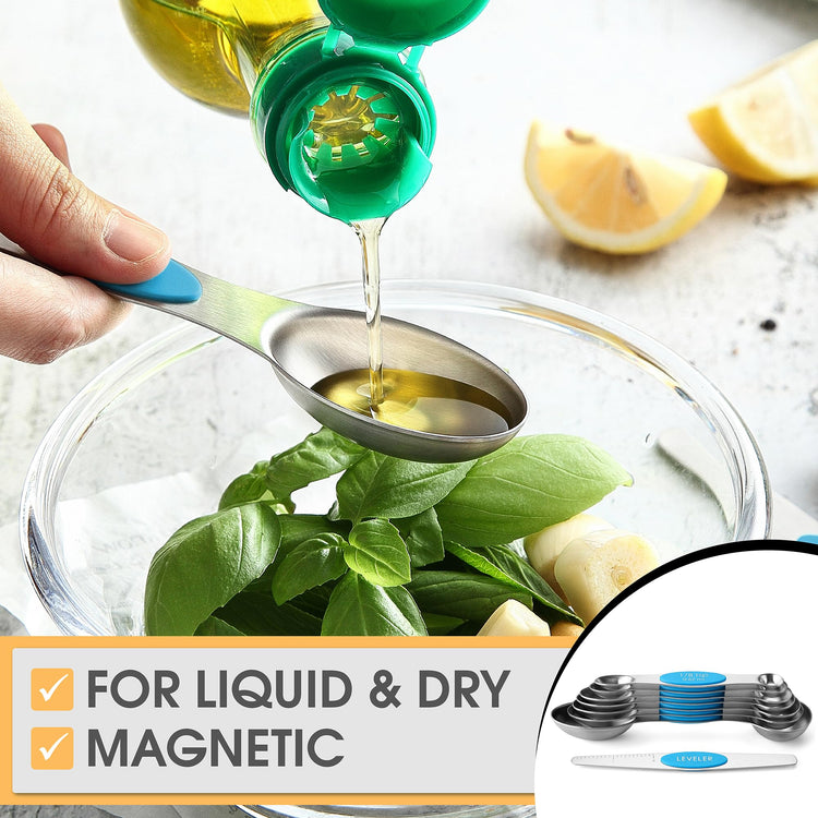 Stainless Steel 8 Magnetic Measuring Spoons for Kitchen (8 Count)