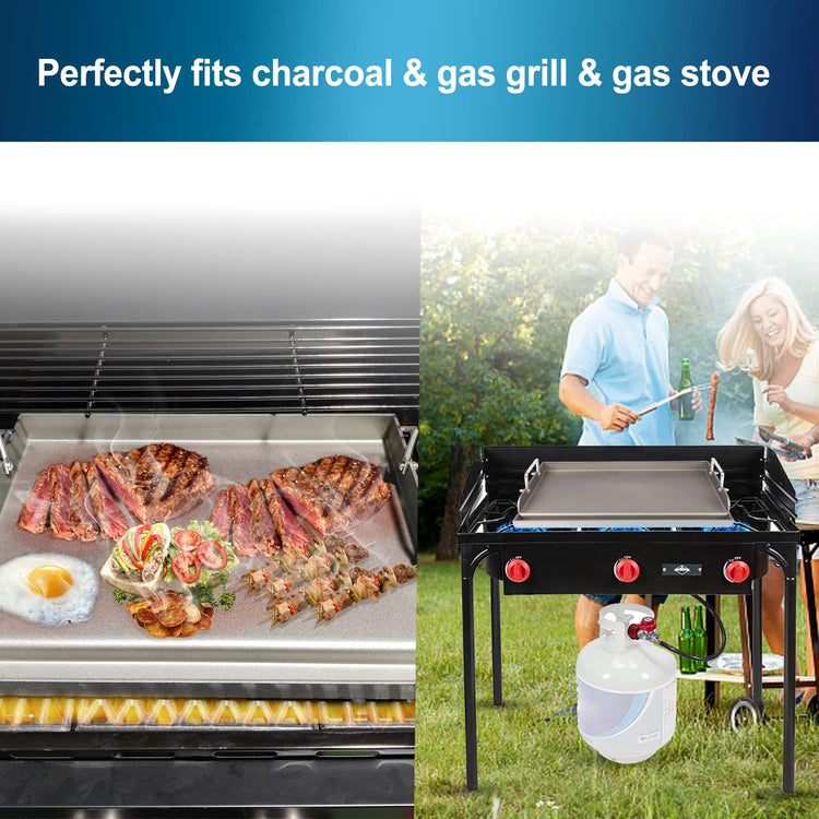 Griddle for Gas Grill Metal Cooking Griddle Pan for Outdoor Gas Grill