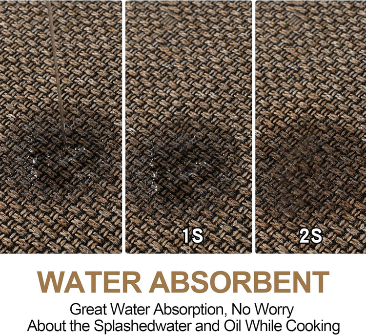 Kitchen Mat 1 PCS, Cushioned Non Slip Rugs for Kitchen Floor, Absorbent Runner Comfort Standing Mats Washable for Kitchen, Office, Home (Brown, 17.3"x30")