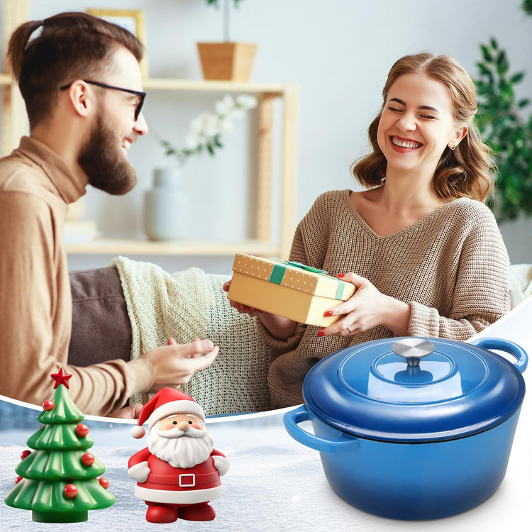6 Qt Enameled Cast Iron Dutch Oven Pot with Lid