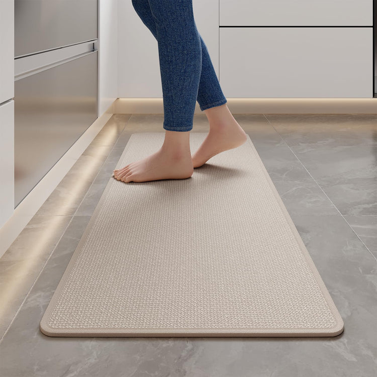 Kitchen Rugs Kitchen Mats for Floor Non Slip Washable Beige 17"x47" (5.48 Sq Ft)