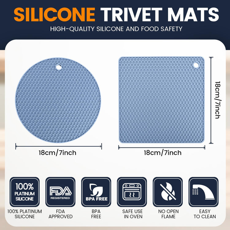 Silicone Trivet Mats 4 Heat Resistant Pot Holders Multipurpose Non
