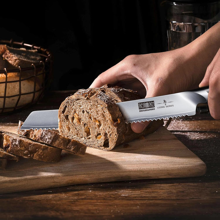 Bread Knife 10 inch, Japanese High Carbon Stainless Steel Serrated Bread Knives, Professional Bread Cutting Knife for Homemade Bread