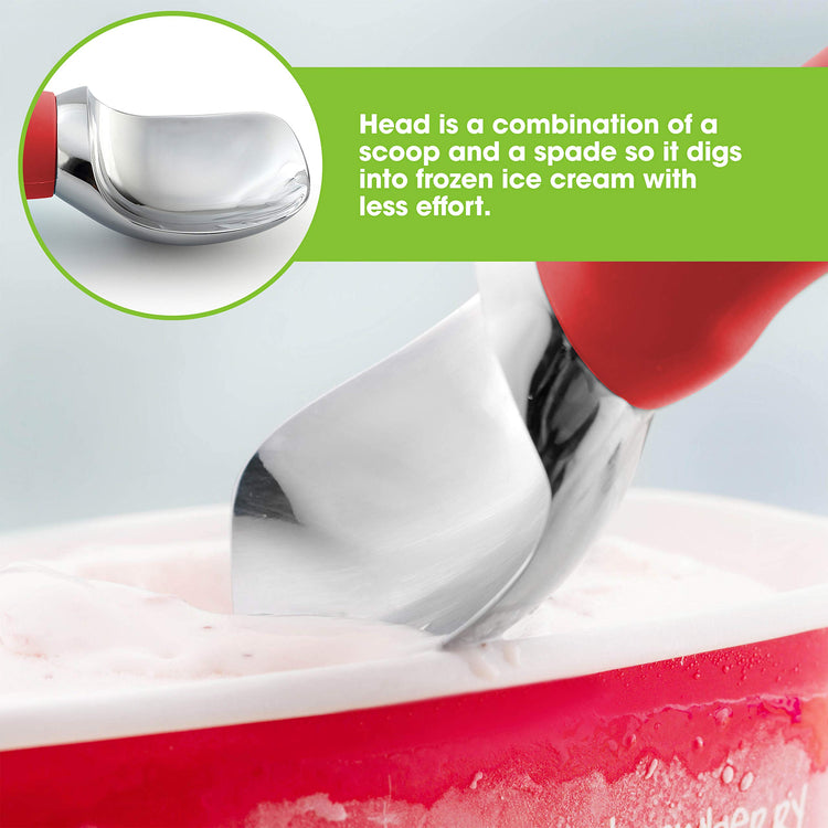 Stainless Steel Ice Cream Scoop with Soft Grip Handle