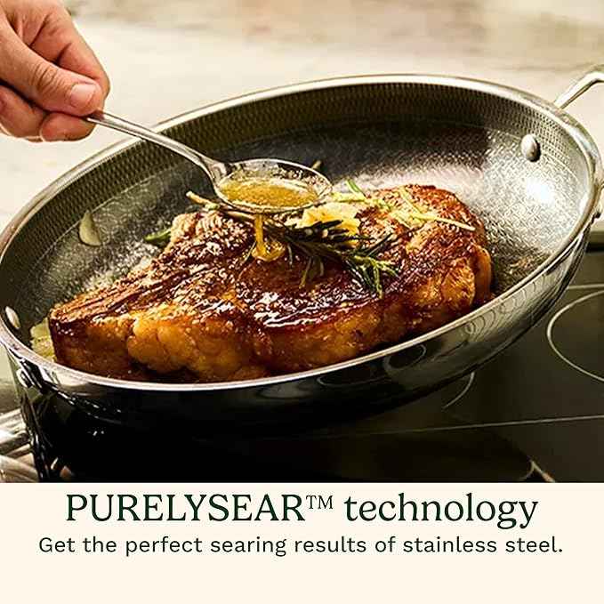 Cuisinart FusionPlus Hybrid Nonstick Stainless Steel Cookware, 10.25-Inch Deep Fry Pan Skillet with Cover, PFAS-Free PURELYSEAR Ceramic Technology, Scratch Proof, Cool Grip Handles, Dishwasher Safe