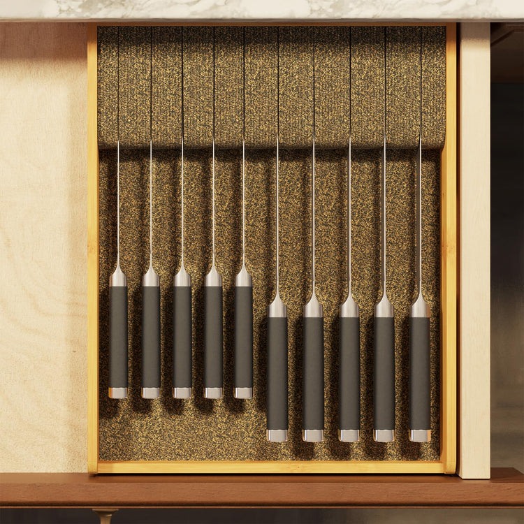 Large Knife Drawer Organizer Bamboo Insert Dock