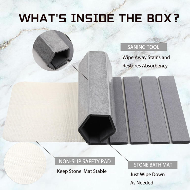 Quick Dry Collapsible Dish Drying Mat, Eco-Friendly Absorbent Diatomaceous Earth Mats for Dishes Bottles Cups 24"×16"Large Stone Dish Drying Mats for Kitchen Counter (Gray, 24"(L)×16"(W))