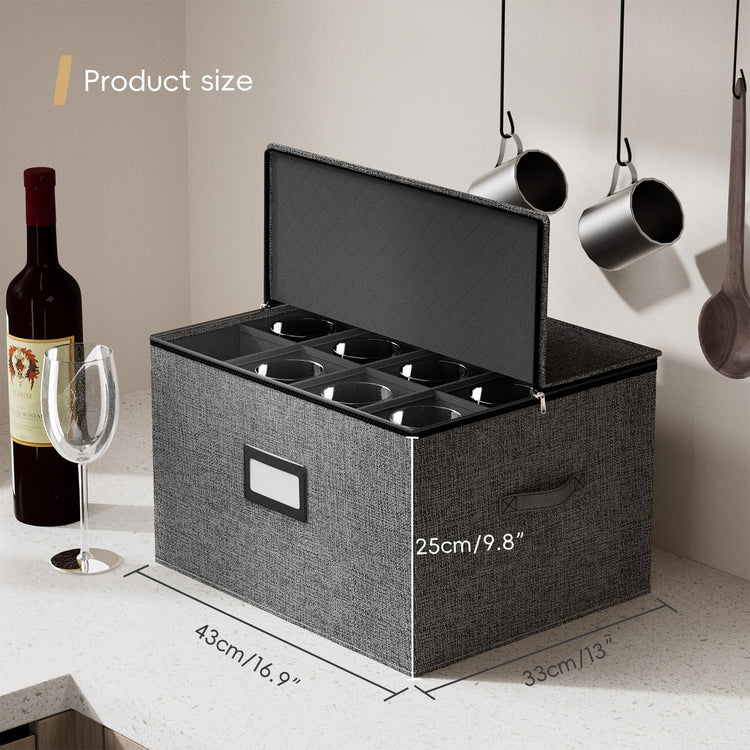 Wine Glass Storage Box with Dividers