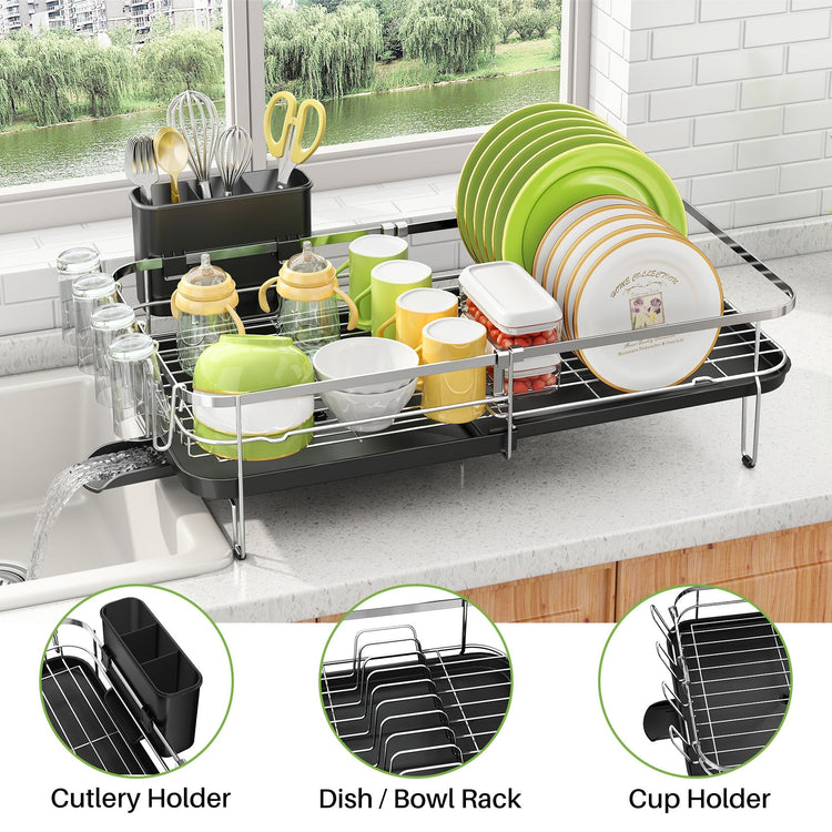 Expandable Dish Drying Rack for Kitchen Counter