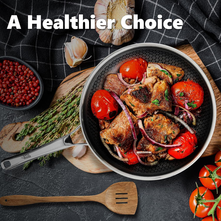 Non Stick Frying Pans Set, Hybrid Pans Set Nonstick (10 pcs),Pan for cooking, PFOA Free Kitchen set, Dishwasher and Oven-Safe Cookware Sets, Stainless Steel Skillets