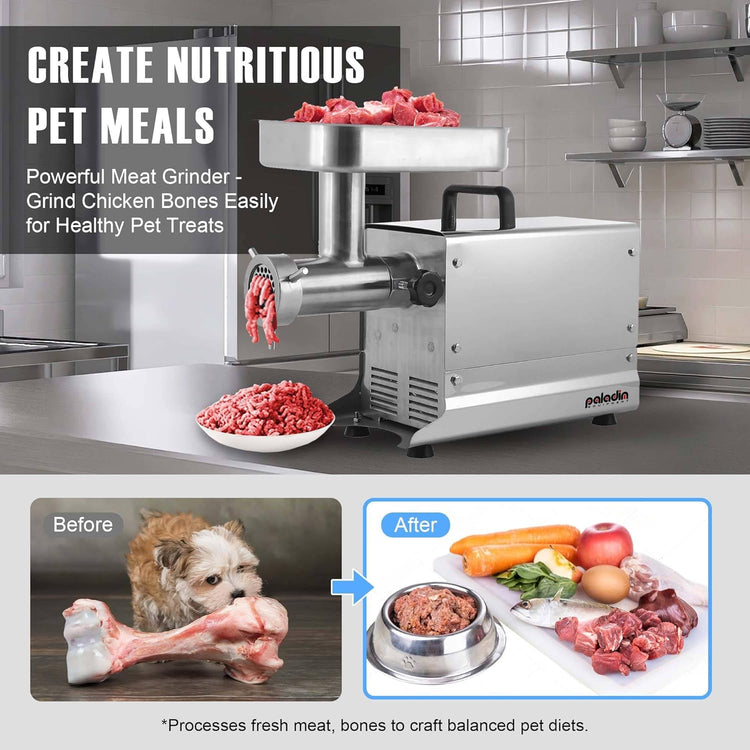 #5 Commercial Stainless Steel Electric Meat Grinder Machine, 240lbs/h, 0.4HP Heavy Duty Meat Grinder with Sausage Stuffer for deer processing, Pet Food, Heavy Use