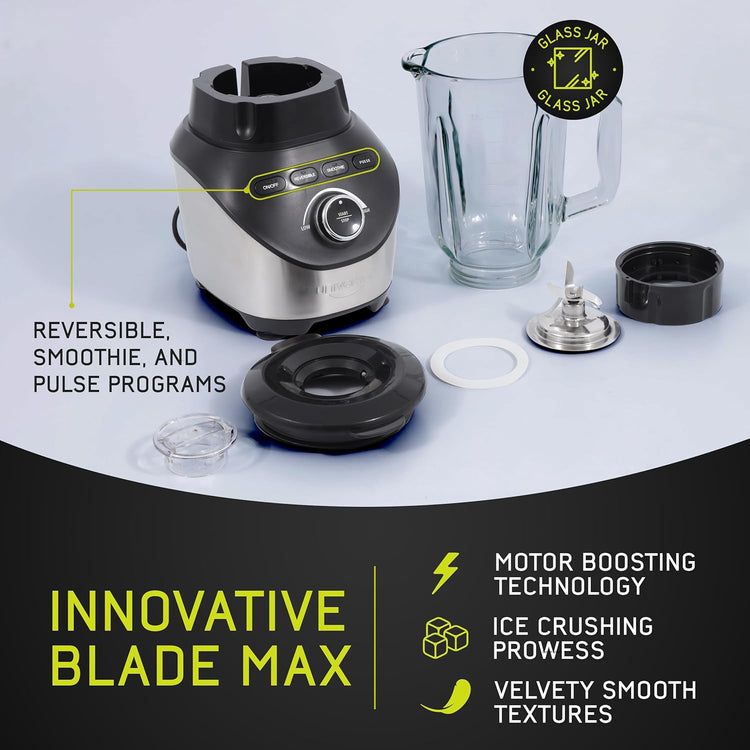 Universal 1500 Peak Watt Turbo Elite Max Blender, 71oz - 9-cup / 2.1 Liter Glass Pitcher, 3 Speed Settings with Powerful 6 Stainless Steel Blades, Premium Blender for Smoothies, Domestic Use