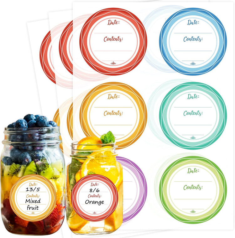 Mason Jar Lid Labels, Removable Canning Label, Waterproof Write-On Meal Prep Label for Food Container, Glass Bottle, Canned Jams, Preserve, Home & Kitchen Organization, 90pcs (Forest Streams)
