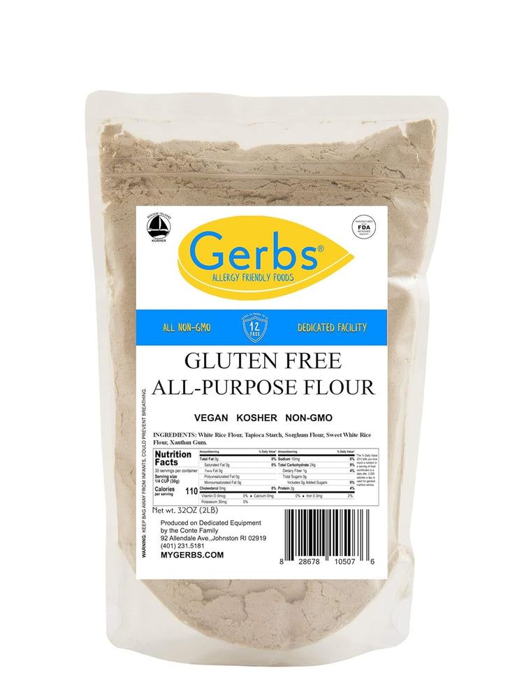 Gerbs All Purpose Gluten Free Baking Flour 2 lbs. | Custom Blend, No Additives, Resealable Bag | Smooth Texture, Neutral Taste for Versatile Use | Top 14 Allergen-Free - Nestoria